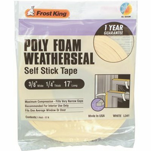 Frost King 3/4 in. x 1/4 in. x 17 ft. White Poly Foam Window Weatherstrip
