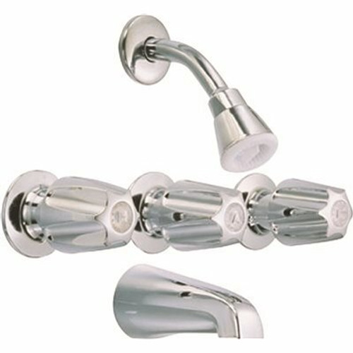 Maintenance Warehouse 3 Handle Tub and Single Spray 2.5 GPM Showerhead Kit in Chrome Maintenance Warehouse 3 Handle Tub and Single Spray 2.5 GPM Showerhead Kit in Chrome
