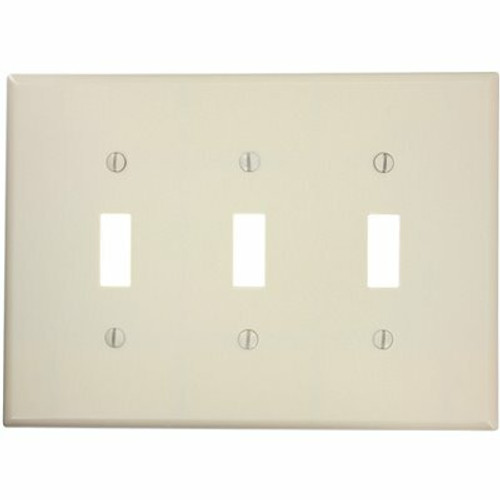 Leviton 3-Gang Ivory Toggle Plastic Midway/Midsize Wall Plate (1-Pack) 80511-I