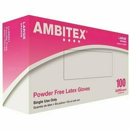 Ambitex Latex Powder-Free Large 100 Gloves Per Box