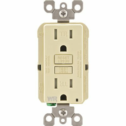 Leviton 15 Amp 125 V  Tamper Resistant Duplex Outlet/Receptacle Ivory (1-Pack) GFWT1-I Leviton 15 Amp 125 V  Tamper Resistant Duplex Outlet/Receptacle Ivory (1-Pack) GFWT1-I
