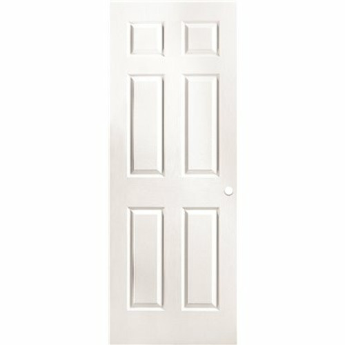 Masonite 30 in. x 80 in. 6 Panel Textured Hollow Core Primed Composite Interior Door Slab with Bore