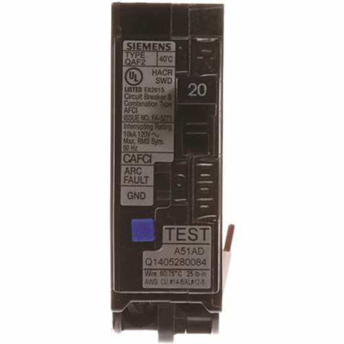 Siemens 20 Amp 1 in. Single-Pole Combination AFCI Circuit Breaker