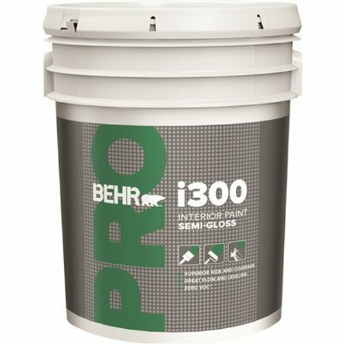 BEHR PRO 5 gal. i300 White Semi-Gloss Interior Paint