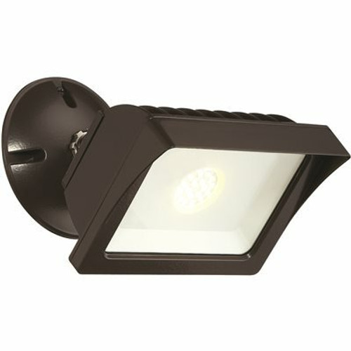 EnviroLite Bronze Integrated LED Outdoor Line Voltage Security Flood Light with Clear Glass