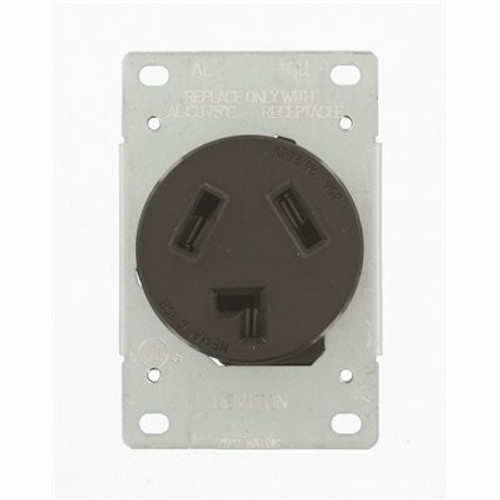 Leviton 30 Amp 125-Volt/250-Volt Shallow Single Flush Mounted Outlet, Black 5207-S10