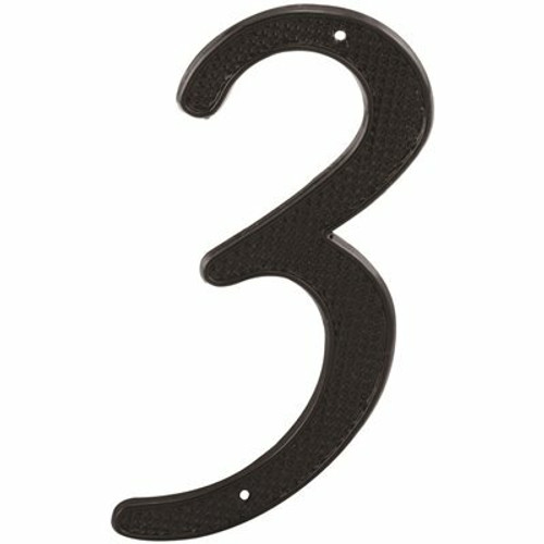 Prime-Line 4 in. House Number 3, Diecast, Black Finish Prime-Line 4 in. House Number 3, Diecast, Black Finish