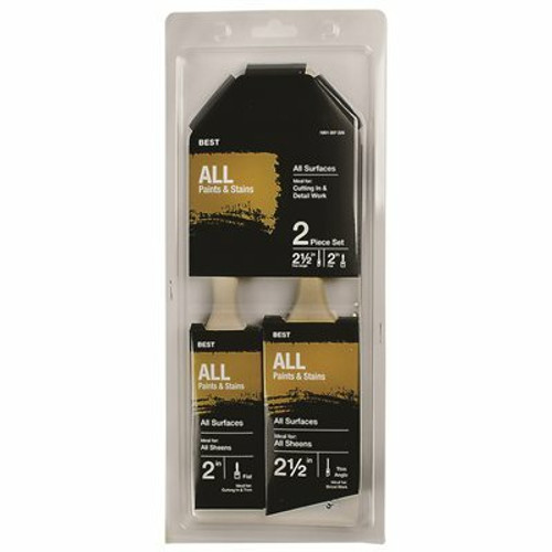 Premium 2.5 in Trylon Thin Angle, 2 in. Trylon Flat Paint Brush Set (2-Piece)