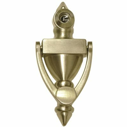 BETTER HOME PRODUCTS 4 in. Satin Nickel Door Knocker with Viewer BETTER HOME PRODUCTS 4 in. Satin Nickel Door Knocker with Viewer