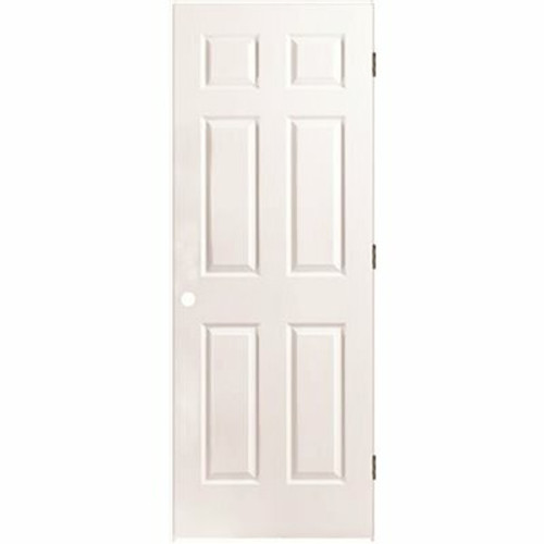 Masonite 34 in. x 80 in. Textured 6-Panel Primed White Left Handed Hollow Core Composite Single Prehung Interior Door