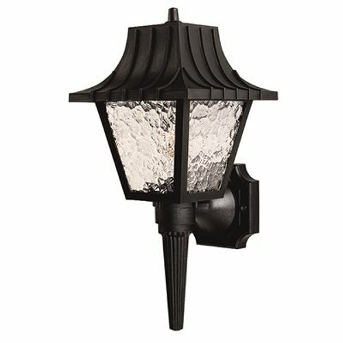 Colonial Style Black Outdoor Wall Lantern with Clear Flemish Lenses, Uses One 60-Watt Incandescent Lamp