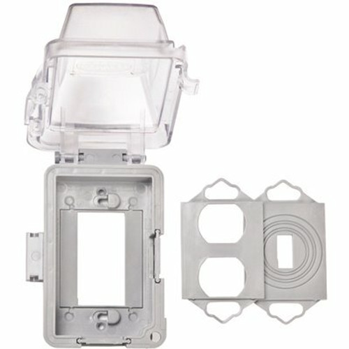 N3R Extra Duty Polycarbonate Clear 1-Gang Weatherproof In-Use Electrical Outlet Cover for Outdoor Outlet, UFAST 16-in-1