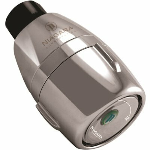 Niagara Conservation Bi-Max 1-Spray 2.5 in. Single Wall Mount Fixed Adjustable Flow Rate 1.5 - 1.0 GPM Shower Head in Chrome