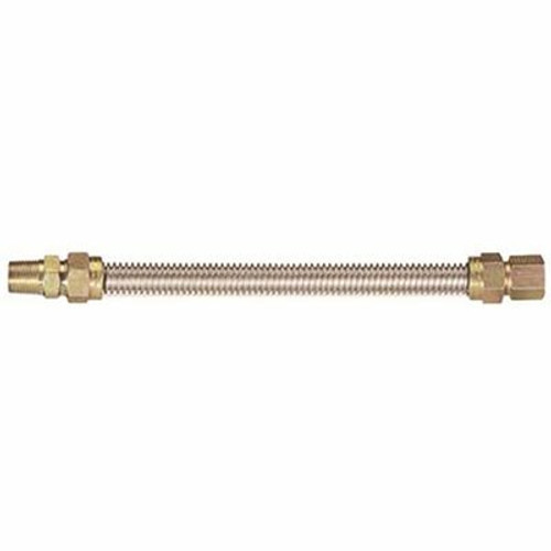 Watts Stainless Steel Gas Appliance Connector, 1/2 in. OD, 3/8 in. ID, 1/2 in. MNPT x 1/2 in. FNPT, 24 in. L Watts Stainless Steel Gas Appliance Connector, 1/2 in. OD, 3/8 in. ID, 1/2 in. MNPT x 1/2 in. FNPT, 24 in. L