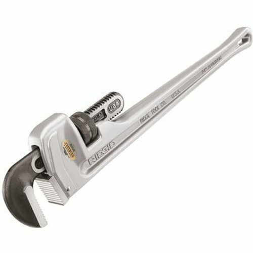 RIDGID 24 in. Aluminum Straight Pipe Wrench for Plumbing, Sturdy Plumbing Pipe Tool with Self Cleaning Threads and Hook Jaws