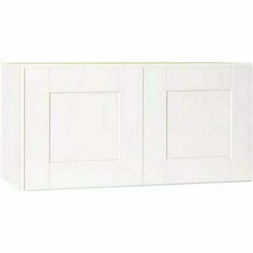 Hampton Bay Shaker 30 in. W x 12 in. D x 15 in. H Assembled Wall Bridge Kitchen Cabinet in Satin White without Shelf