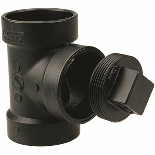 NIBCO 3 in. ABS DWV Hub x Hub x Cleanout with Plug Test Tee