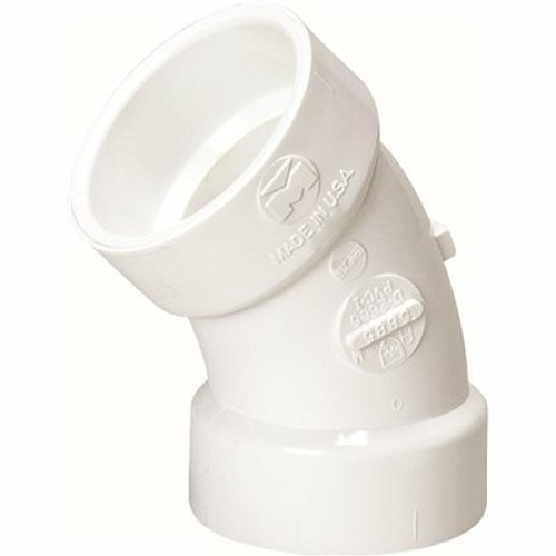 NIBCO 1-1/2 in. PVC DWV 45-Degree Hub x Hub Elbow Fitting