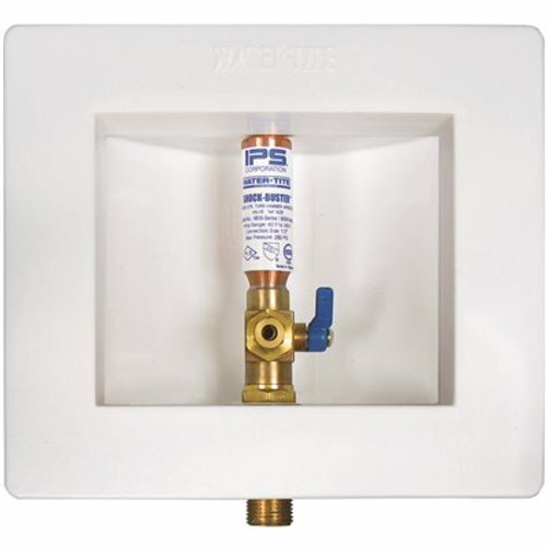 IPS Corporation IPS Water-Tite Icemaker Valve Outlet Box with 1/4 Turn Valve and Water Hammer Arrestor PEX Lead Free IPS Corporation IPS Water-Tite Icemaker Valve Outlet Box with 1/4 Turn Valve and Water Hammer Arrestor PEX Lead Free
