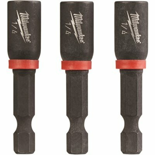 Milwaukee SHOCKWAVE Impact Duty 1/4 in. x 1-7/8 in. Alloy Steel Magnetic Nut Driver Bit (3-Pack) Milwaukee SHOCKWAVE Impact Duty 1/4 in. x 1-7/8 in. Alloy Steel Magnetic Nut Driver Bit (3-Pack)