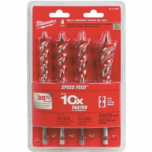 Milwaukee SPEED FEED Auger Wood Drilling Bit Set (4-Piece) Milwaukee SPEED FEED Auger Wood Drilling Bit Set (4-Piece)