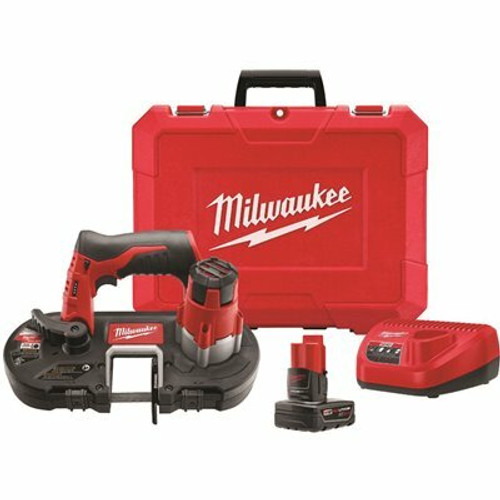 Milwaukee M12 12V Lithium-Ion Cordless Sub-Compact Band Saw XC Kit with One 3.0h Battery, Charger and Hard Case