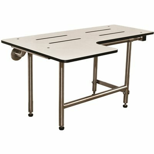 WingIts 28 in. x 22-1/2 in. Reversible L-Shaped Phenolic Shower Seat, White