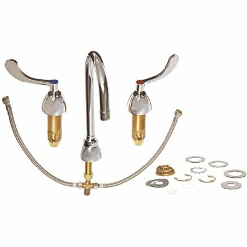Zurn AquaSpec Widespread Gooseneck Faucet, 5 3/8 in. Spout, 2.2 GPM Pressure-Compensating Aerator, 4 in. Wrist Blade Handles Zurn AquaSpec Widespread Gooseneck Faucet, 5 3/8 in. Spout, 2.2 GPM Pressure-Compensating Aerator, 4 in. Wrist Blade Handles