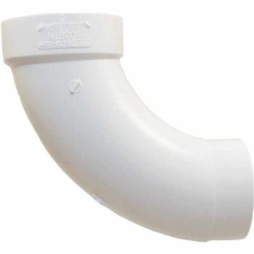 NIBCO 2 in. PVC DWV 90-Degree Long-Turn Spigot x Hub Elbow Fitting