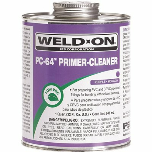 IPS Corporation Weld-On PC-64 PVC/CPVC Primer-Conditioner, Purple, Low VOC, 1 Pint (16 Fl. Oz.) IPS Corporation Weld-On PC-64 PVC/CPVC Primer-Conditioner, Purple, Low VOC, 1 Pint (16 Fl. Oz.)