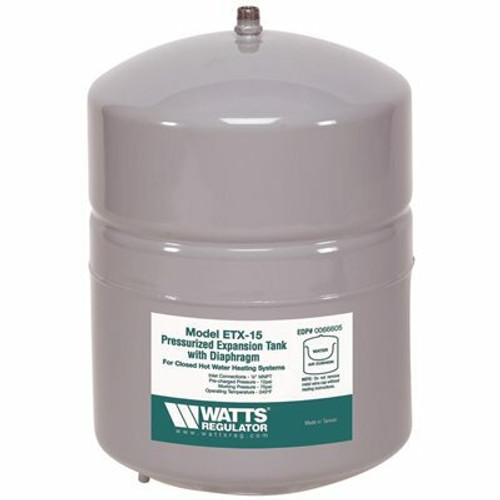 Watts 2.1 Gal. 1/2 in. IPS Hydronic Expansion Pressure Tank, Model #ETX-15 Watts 2.1 Gal. 1/2 in. IPS Hydronic Expansion Pressure Tank, Model #ETX-15