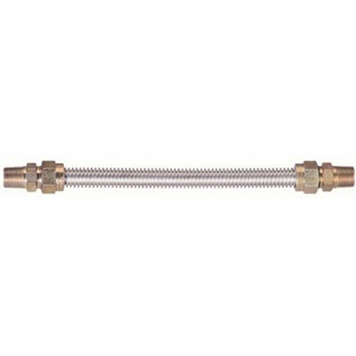 Watts Stainless Steel Gas Appliance Connector, 3/8 in. OD, 1/4 in. ID, 1/2 in. MNPT x 1/2 in. MNPT, 36 in. L Watts Stainless Steel Gas Appliance Connector, 3/8 in. OD, 1/4 in. ID, 1/2 in. MNPT x 1/2 in. MNPT, 36 in. L
