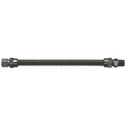 Watts Stainless Steel Hearth Connector, Black, 3/8 in. OD, 1/4 in. ID, 3/8 in. MNPT x 1/2 in. FNPT, 36 in. L Watts Stainless Steel Hearth Connector, Black, 3/8 in. OD, 1/4 in. ID, 3/8 in. MNPT x 1/2 in. FNPT, 36 in. L