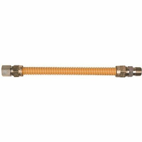 Watts Stainless Steel Gas Appliance Connector, Yellow Coated, 3/8 in. OD, 1/4 in. ID, 3/8 in. MNPT x 3/8 in. FNPT, 60 in. L