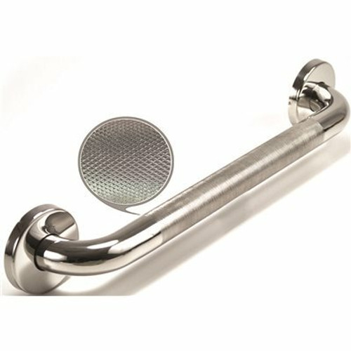 WingIts Premium Series 24 in. x 1.25 in. Diamond Knurled Grab Bar in Polished Stainless Steel (27 in. Overall Length)