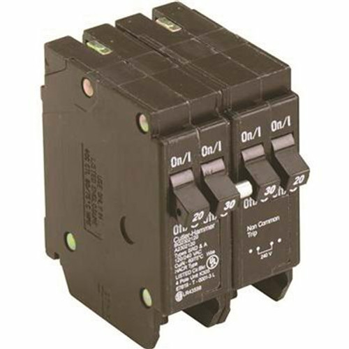 Eaton BR 1-30 Amp 2 Pole and 2-20 Amp 1 Pole BQC (Common Trip) Quad Circuit Breaker