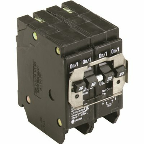 Eaton BR 1-20 Amp 2 Pole and 1-30 Amp 2 Pole BQC (Common Trip) Quad Circuit Breaker