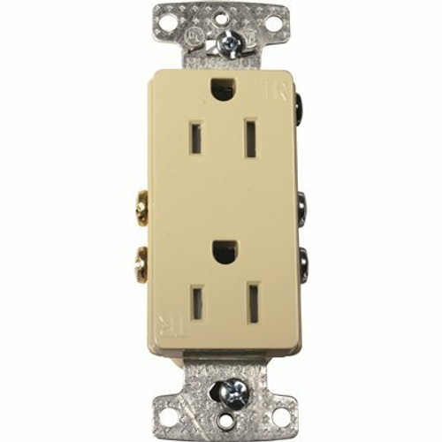 HUBBELL WIRING 15 Amp Tamper Proof Self-Grounding Decorator Receptacle, White HUBBELL WIRING 15 Amp Tamper Proof Self-Grounding Decorator Receptacle, White
