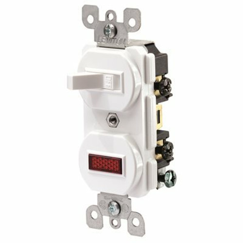 Leviton 15 Amp Commercial Grade Combination Single Pole Toggle Switch and Neon Pilot Light, Ivory 5226-I