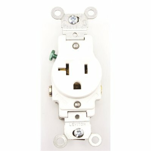 Leviton 20-Amp Commercial Grade Grounding Single Outlet, White 5801-W Leviton 20-Amp Commercial Grade Grounding Single Outlet, White 5801-W