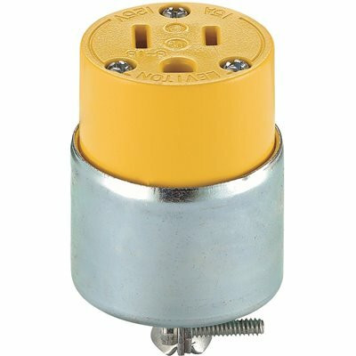Leviton 15 Amp Round Dead Front Connector, Yellow 515CA