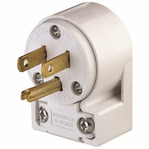 Leviton 15 Amp 125-Volt Commercial Grade Straight Blade Angle Plug, White Leviton 15 Amp 125-Volt Commercial Grade Straight Blade Angle Plug, White