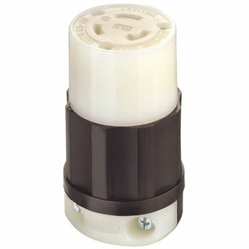 Leviton 20 Amp Industrial Grade Locking Female Connector, Black/White Leviton 20 Amp Industrial Grade Locking Female Connector, Black/White
