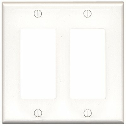 Leviton 2-Gang White Decora/Rocker Plastic Midway/Midsize Wall Plate (1-Pack) 80609-W