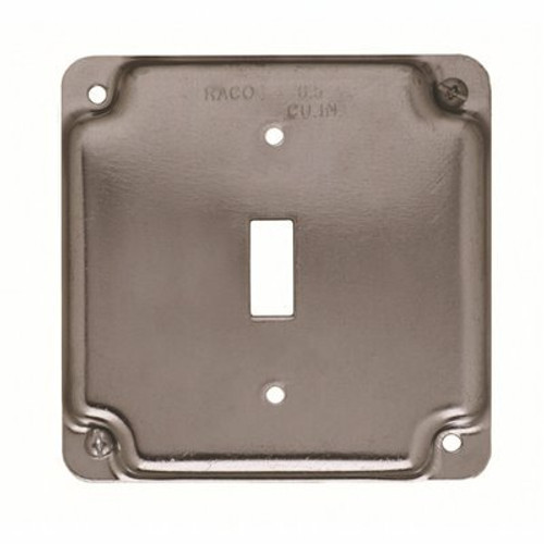 RACO 4 in. W Steel Metallic 2-Gang Exposed Work Square Cover for 1 Toggle Switch, 1-Pack