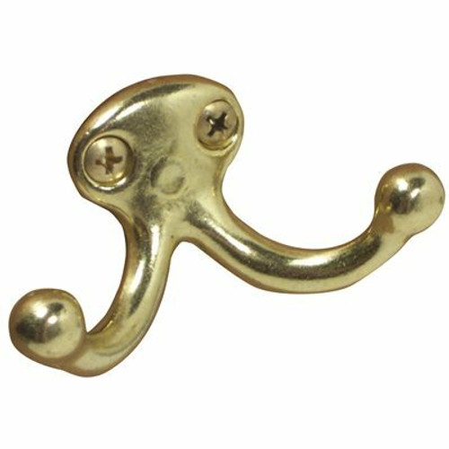 Ives DOUBLE WARDROBE HOOK, BRASS PLATED Ives DOUBLE WARDROBE HOOK, BRASS PLATED
