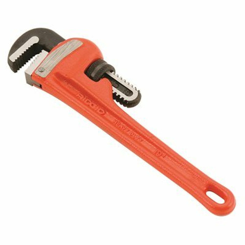 10 in. Straight Pipe Wrench for Heavy-Duty Plumbing, Sturdy Plumbing Pipe Tool with Self Cleaning Threads and Hook Jaws