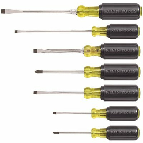 Klein Tools Screwdriver Set, Slotted and Phillips with Non-Slip Cushion-Grip Handles and Tip-Ident, 7-Piece Klein Tools Screwdriver Set, Slotted and Phillips with Non-Slip Cushion-Grip Handles and Tip-Ident, 7-Piece