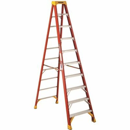 Werner 10 ft. Fiberglass Step Ladder with Yellow Top 300 lbs. Load Capacity Type IA Duty Rating