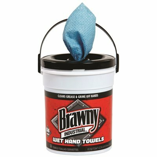 Brawny Professional Disposable Wet Hand Cleaning Towel, Blue (6-Pails per Case)
